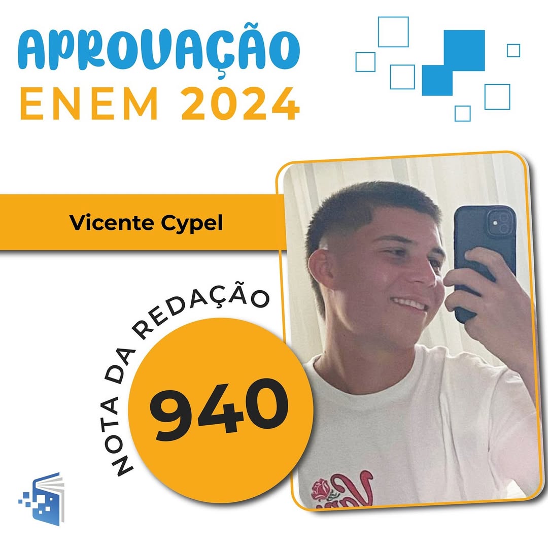 Parabéns Vicente! 🎉 ASua nota na redação do ENEM é mais que um número, é o reflexo de todo o se