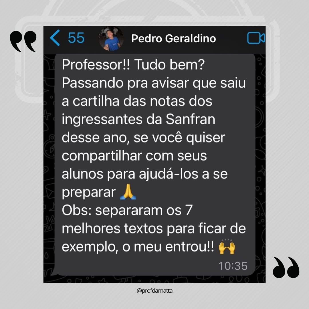 Quebrando padrões na FUVEST!O aluno Pedro Geraldino surpreende com uma redação fora dos moldes e